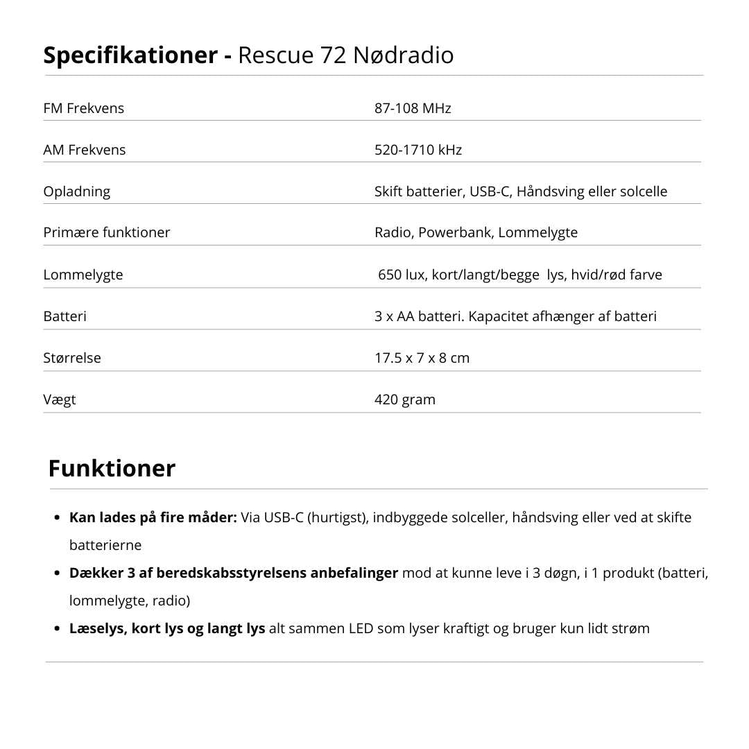 Nødradio 3-i-1 | Med indbygget Lommelygte og Powerbank